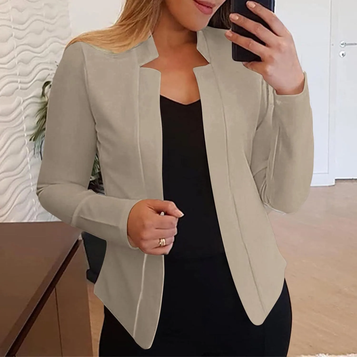 Womens Blazer Jackets 2024 Fall Fashion Open Front Cardigan Blazers Business Casual Long Sleeve Dressy Suit Work Coat