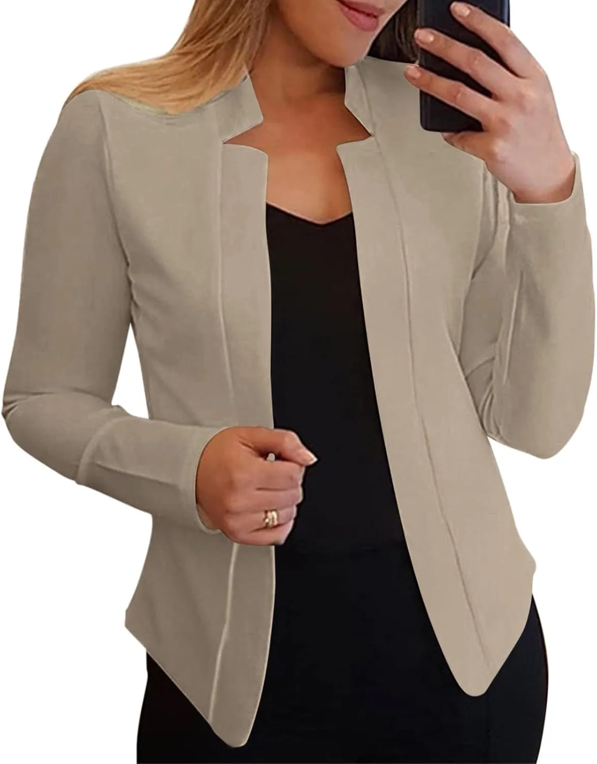 Womens Blazer Jackets 2024 Fall Fashion Open Front Cardigan Blazers Business Casual Long Sleeve Dressy Suit Work Coat
