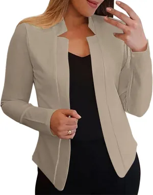 Womens Blazer Jackets 2024 Fall Fashion Open Front Cardigan Blazers Business Casual Long Sleeve Dressy Suit Work Coat