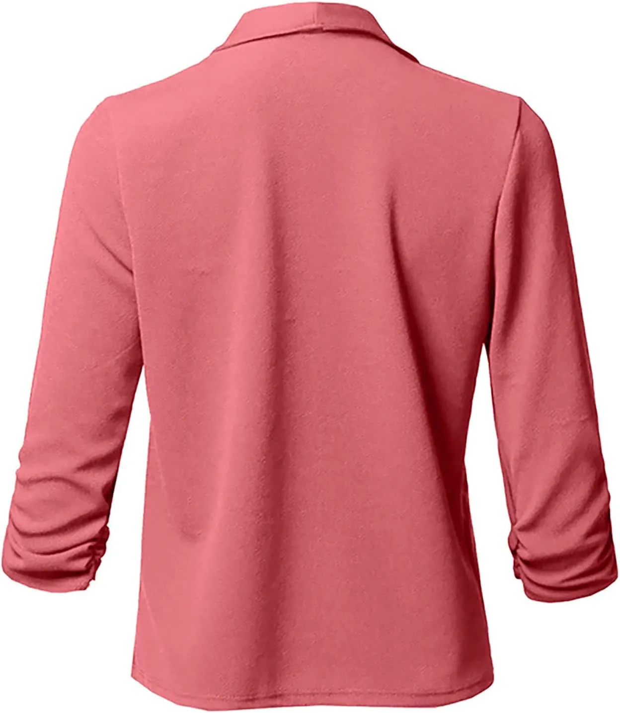 Womens Blazer Stretch 3/4 Gathered Sleeve Open Front Blazer Jackets Casual Lightweight Thin Work Office Blazers