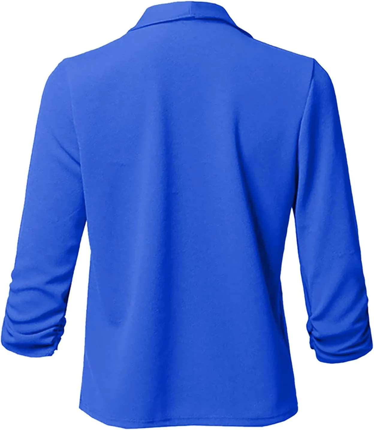 Womens Blazer Stretch 3/4 Gathered Sleeve Open Front Blazer Jackets Casual Lightweight Thin Work Office Blazers
