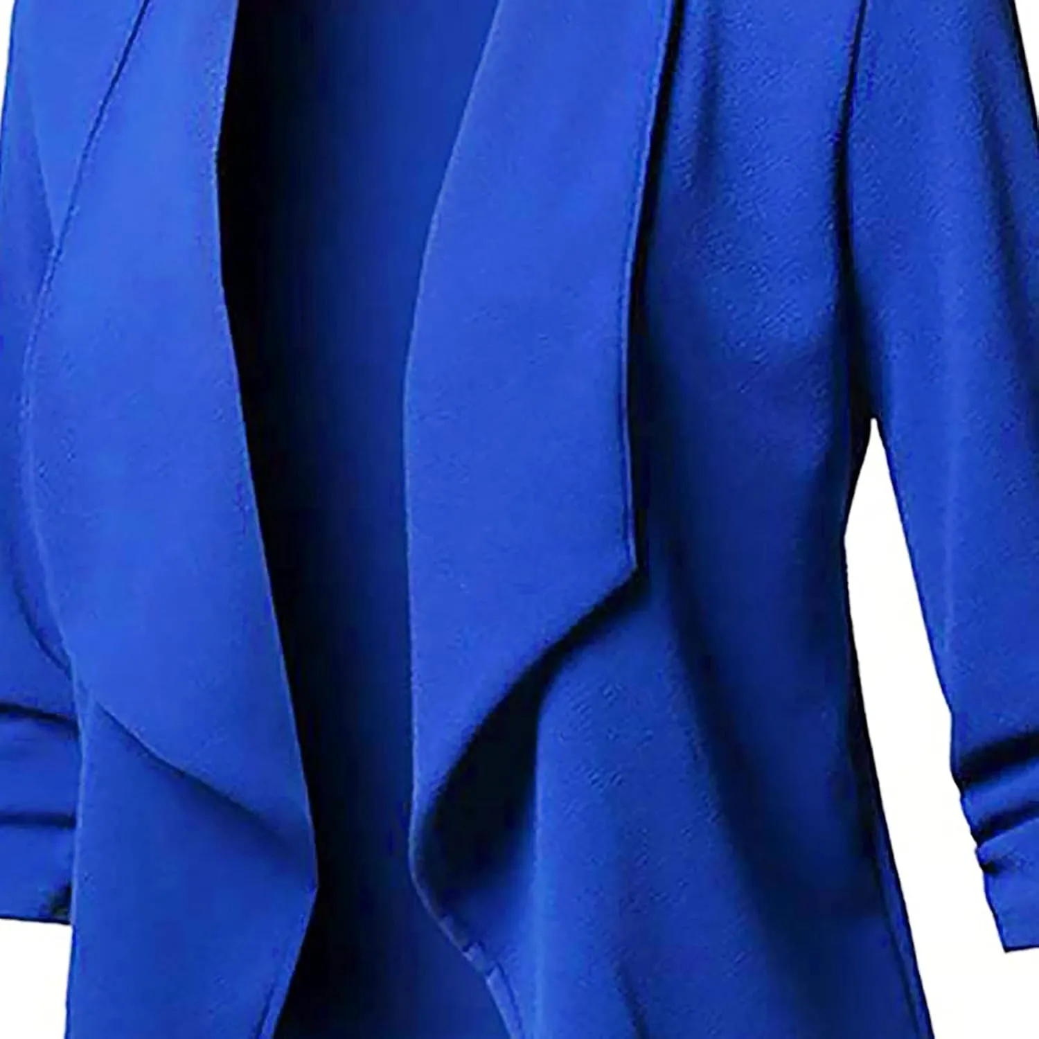 Womens Blazer Stretch 3/4 Gathered Sleeve Open Front Blazer Jackets Casual Lightweight Thin Work Office Blazers