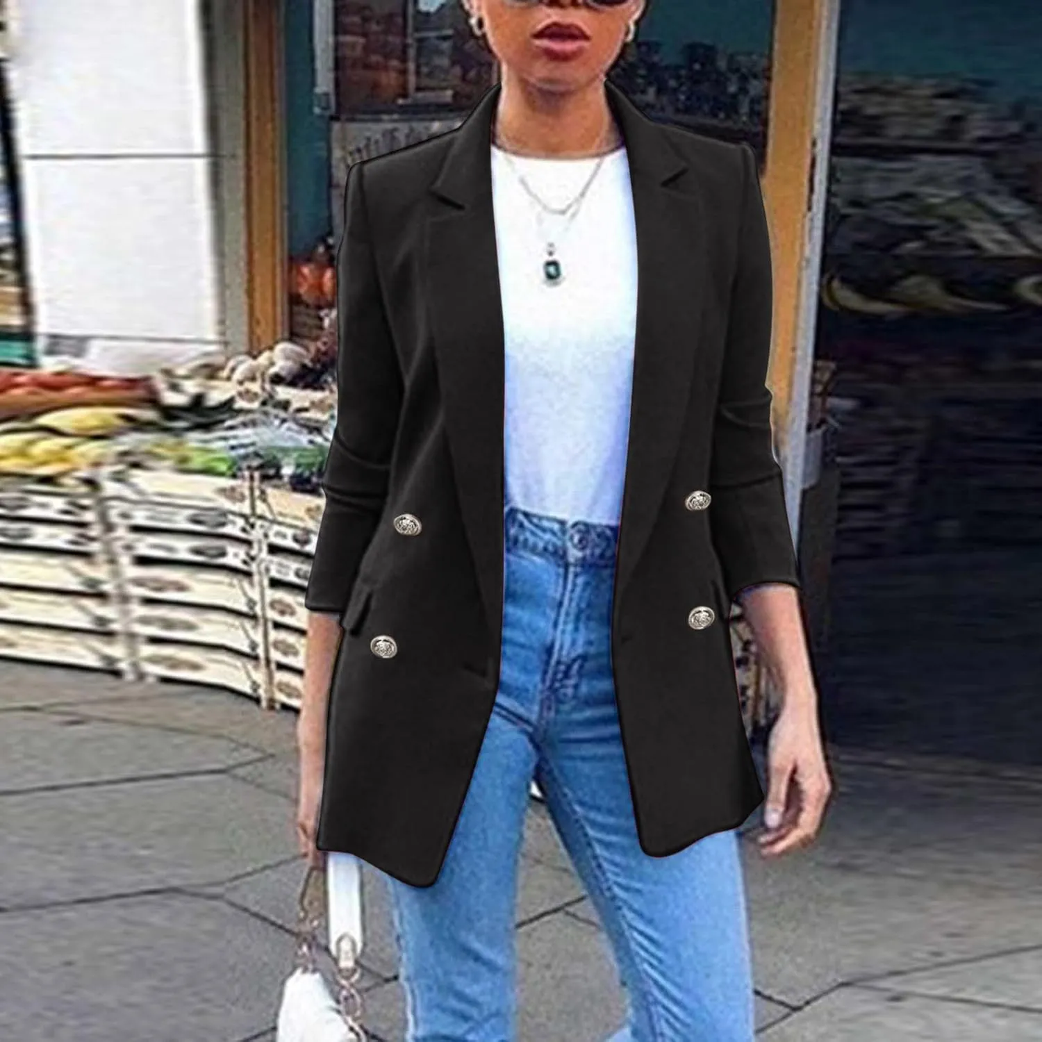 Womens Blazers Dressy Casual Business Women's Cardigan Long Sleeve Cute Trendy Blazers Fit It Herringbone Top