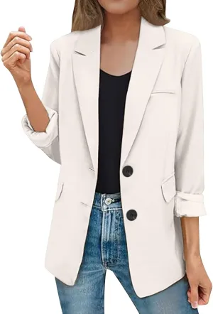 Womens Blazers Dressy Casual Long Sleeve Button Open Front Suit Jackets Work Office Blazers Jacket Trendy Clothes