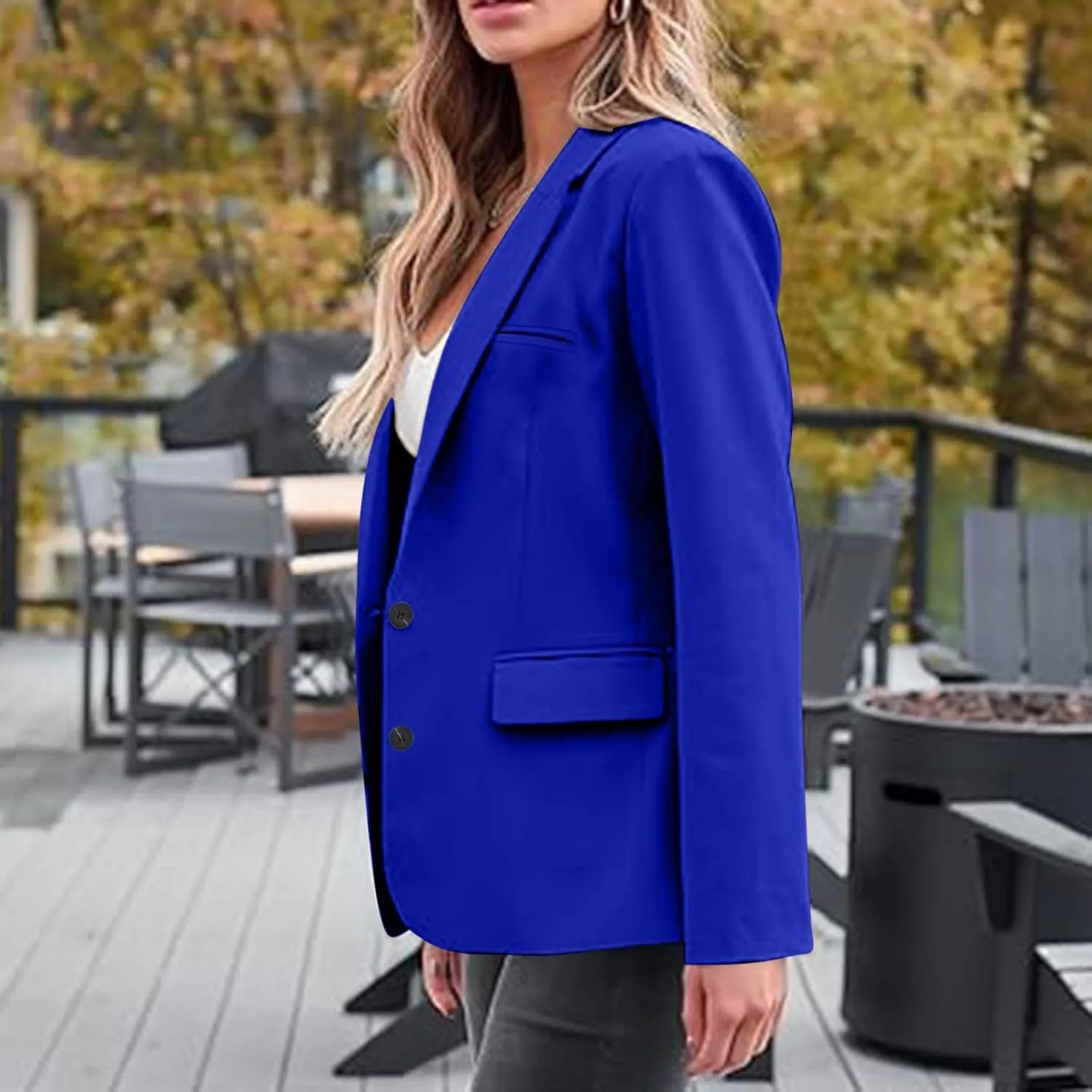 Womens Blazers Dressy Casual Long Sleeve Button Open Front Suit Jackets Work Office Blazers Jacket Trendy Clothes