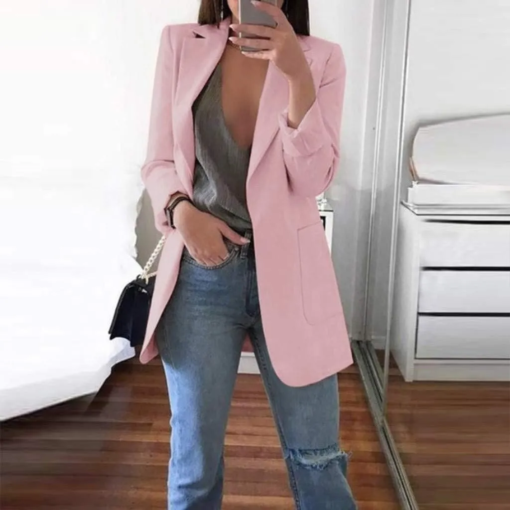 Womens Blazers Dressy Casual Plus Size Long Sleeve Blazer Oversized Open Front Lapel Collar Business Work Jacket