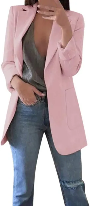 Womens Blazers Dressy Casual Plus Size Long Sleeve Blazer Oversized Open Front Lapel Collar Business Work Jacket