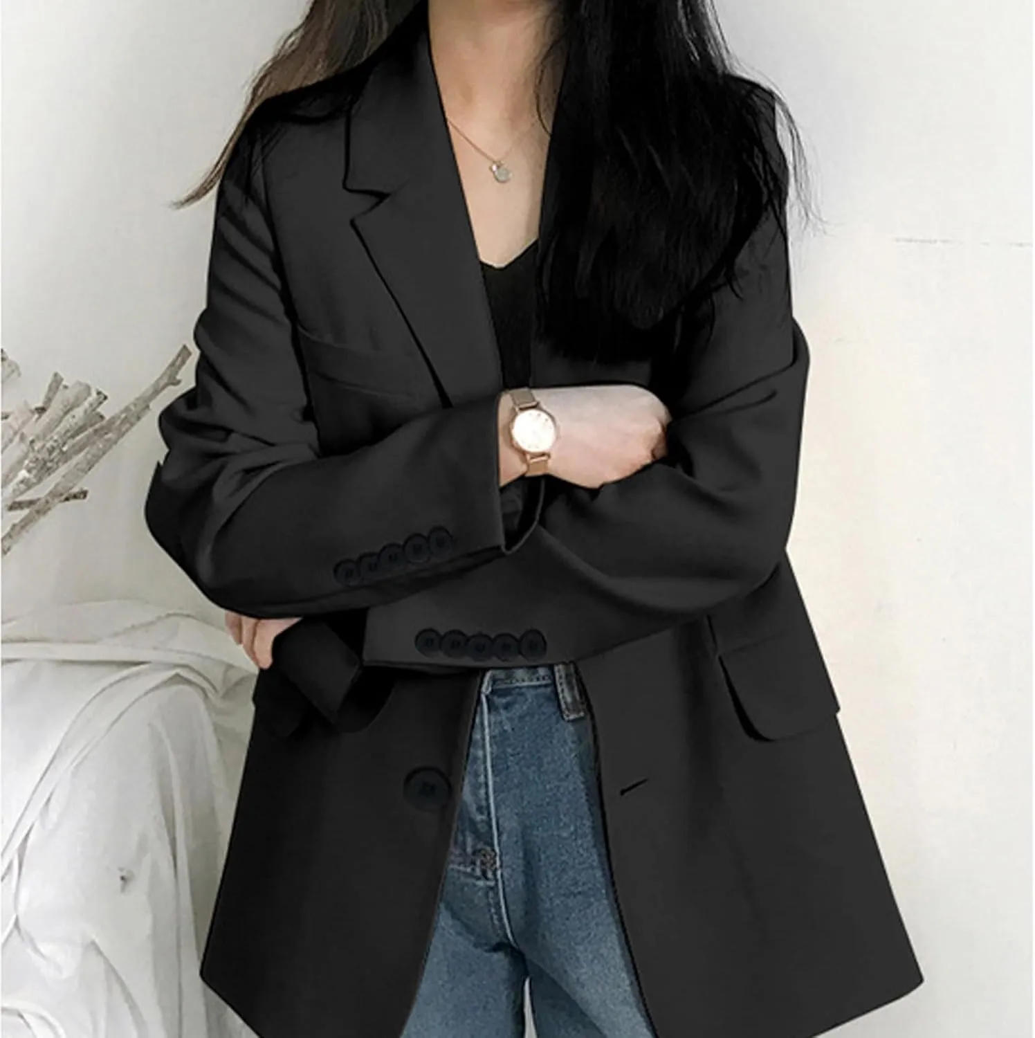 Womens Blazers for Work Casual Business Women Jacket Open Front Causal Novelty Top Baggy With Pockets Blazers