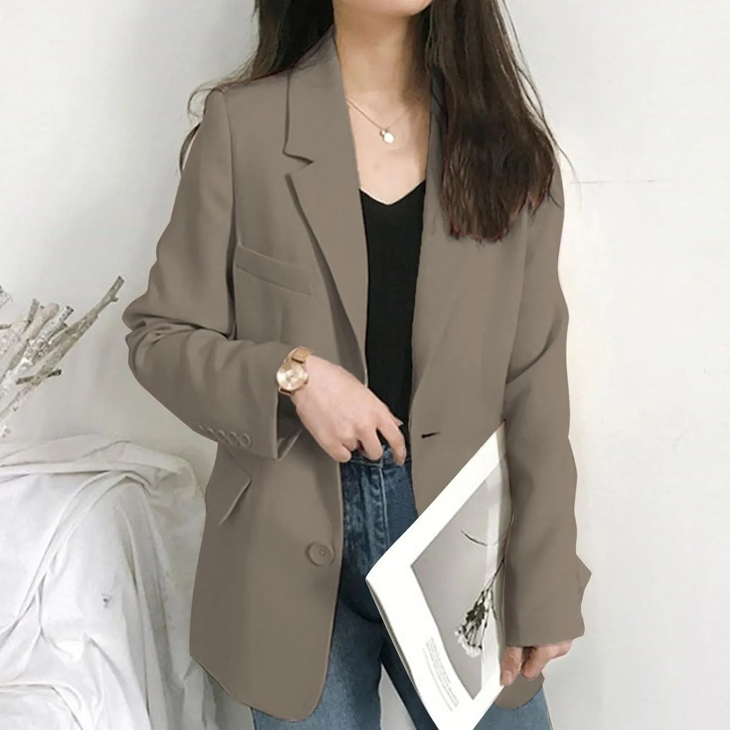 Womens Blazers for Work Casual Business Women Jacket Open Front Causal Novelty Top Baggy With Pockets Blazers