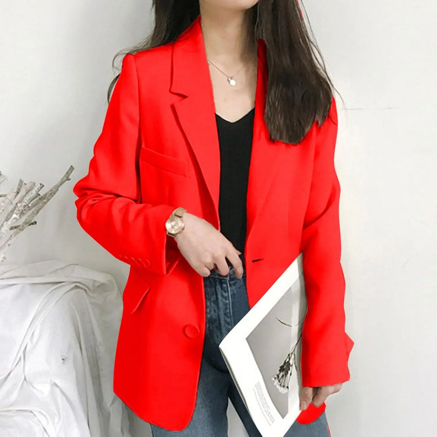 Womens Blazers for Work Casual Business Women Jacket Open Front Causal Novelty Top Baggy With Pockets Blazers