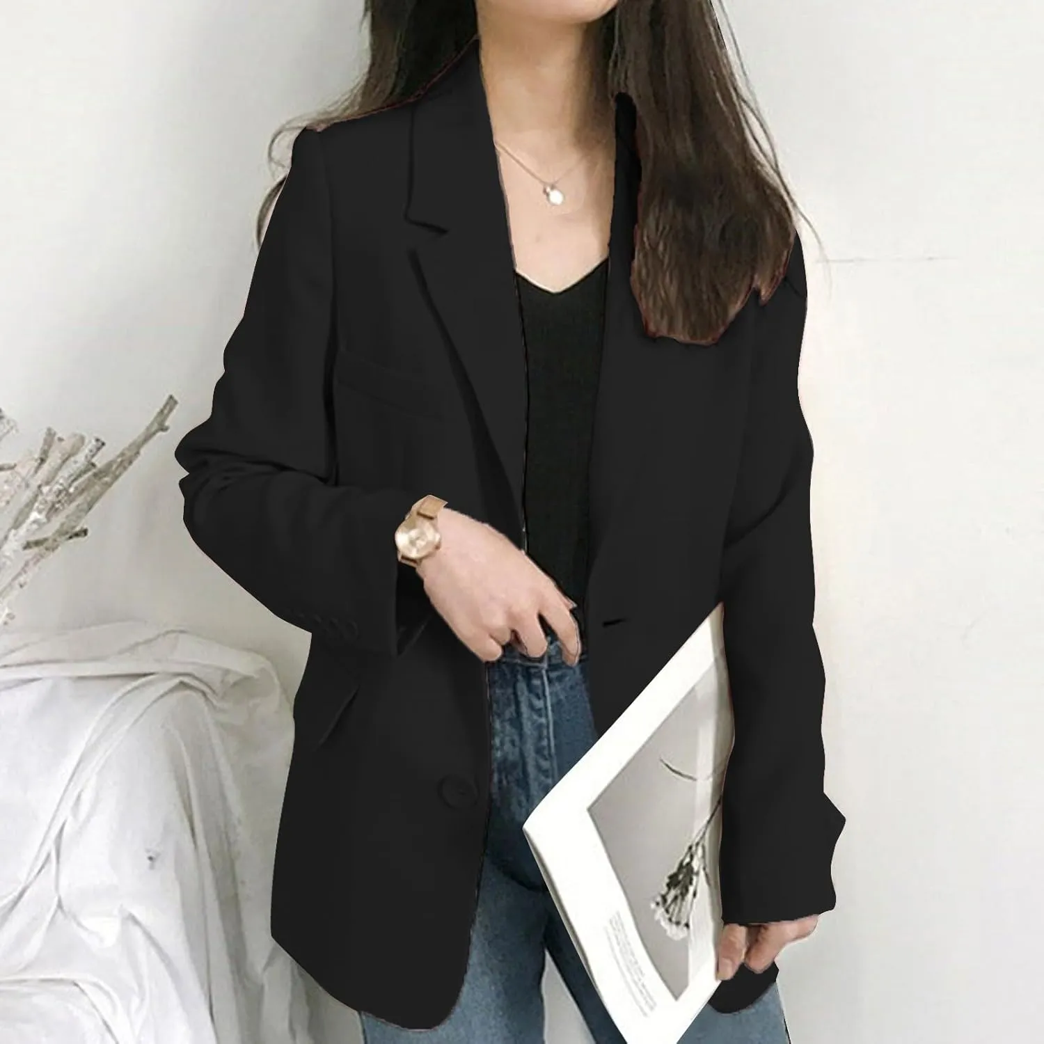 Womens Blazers for Work Casual Business Women Jacket Open Front Causal Novelty Top Baggy With Pockets Blazers