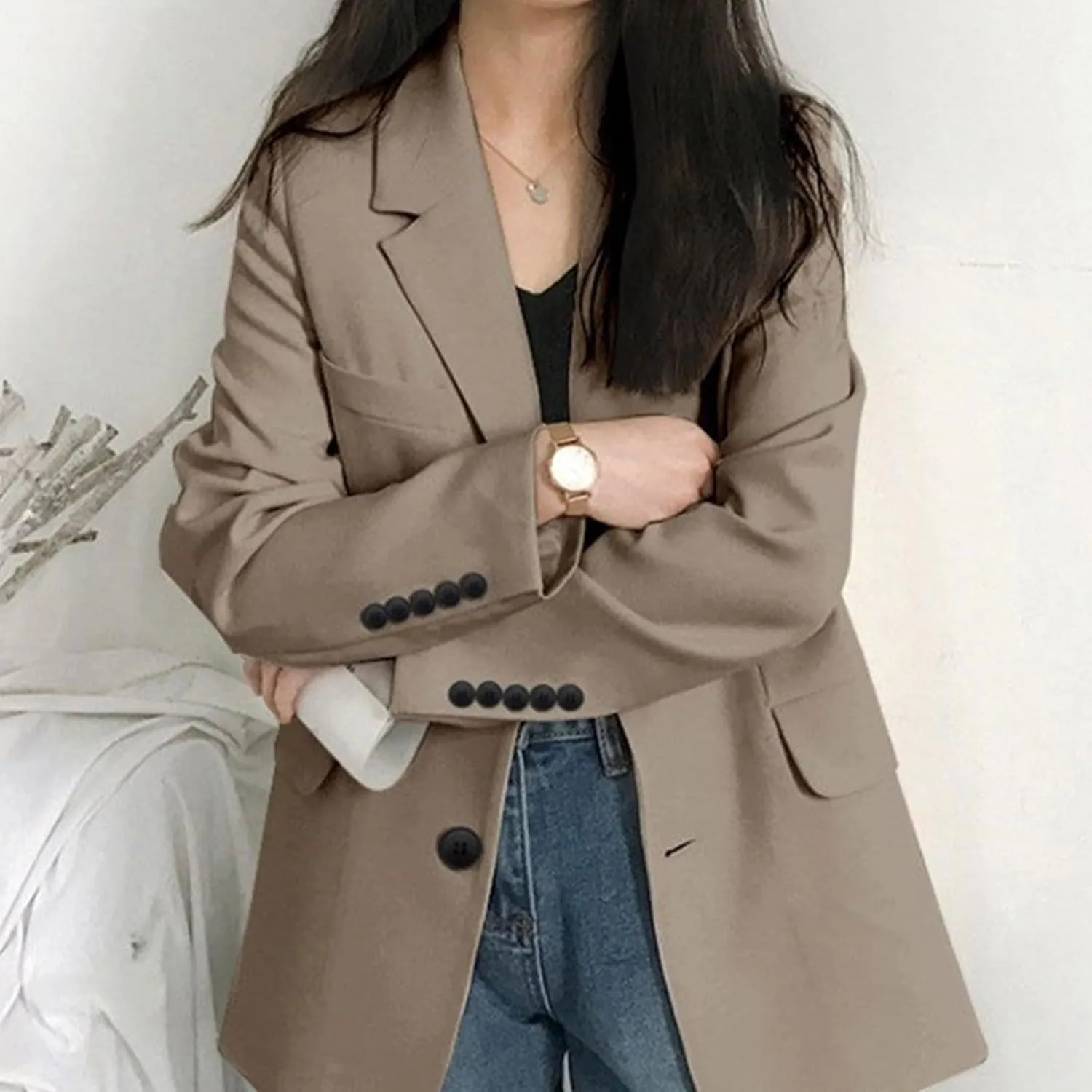 Womens Blazers for Work Casual Business Women Jacket Open Front Causal Novelty Top Baggy With Pockets Blazers
