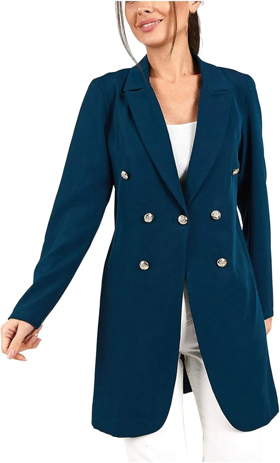 Women's Blazers Trench Coat Double Breasted Blazer Jackets Coat Fall Solid Long Sleeve Outerwear Coat