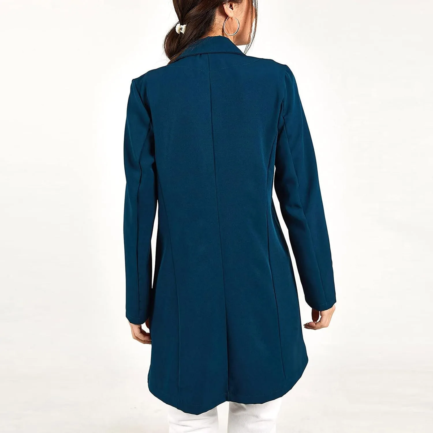 Women's Blazers Trench Coat Double Breasted Blazer Jackets Coat Fall Solid Long Sleeve Outerwear Coat