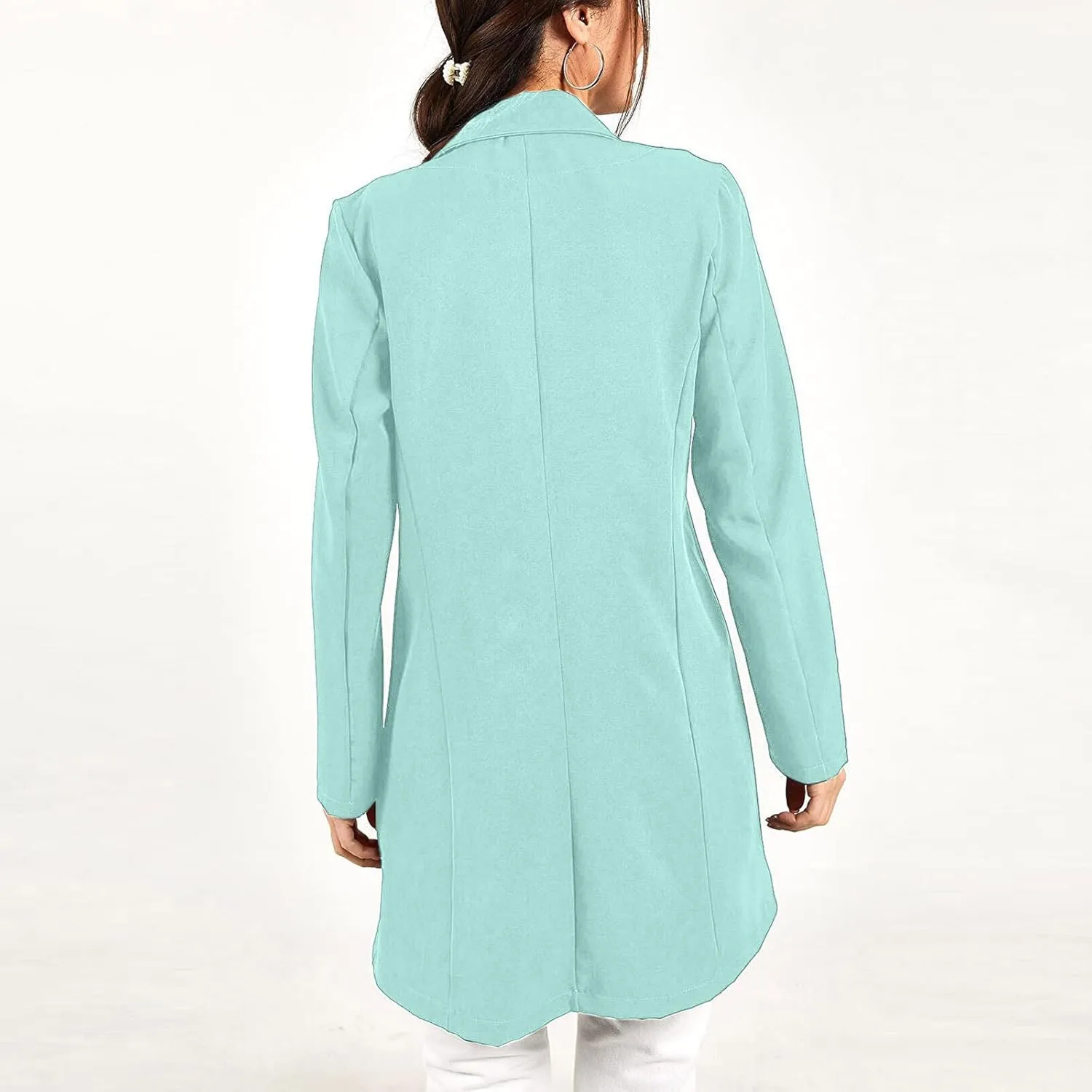 Women's Blazers Trench Coat Double Breasted Blazer Jackets Coat Fall Solid Long Sleeve Outerwear Coat