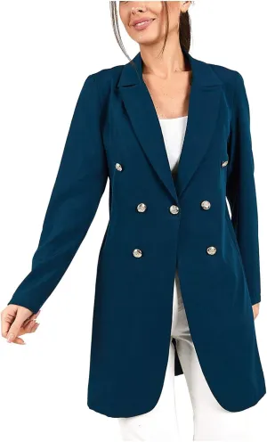 Women's Blazers Trench Coat Double Breasted Blazer Jackets Coat Fall Solid Long Sleeve Outerwear Coat