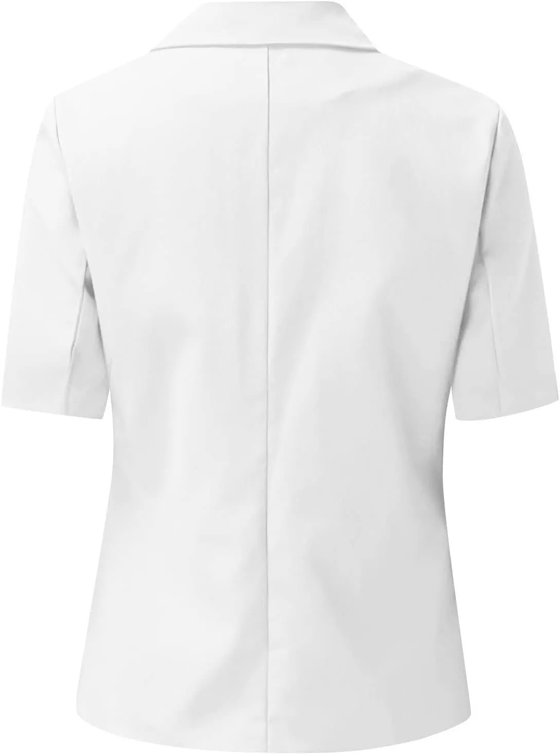 Women's Business Short Sleeve Blazer Jacket Casual Solid Open Front Tops Lapel Button Work Office Blazer Coat