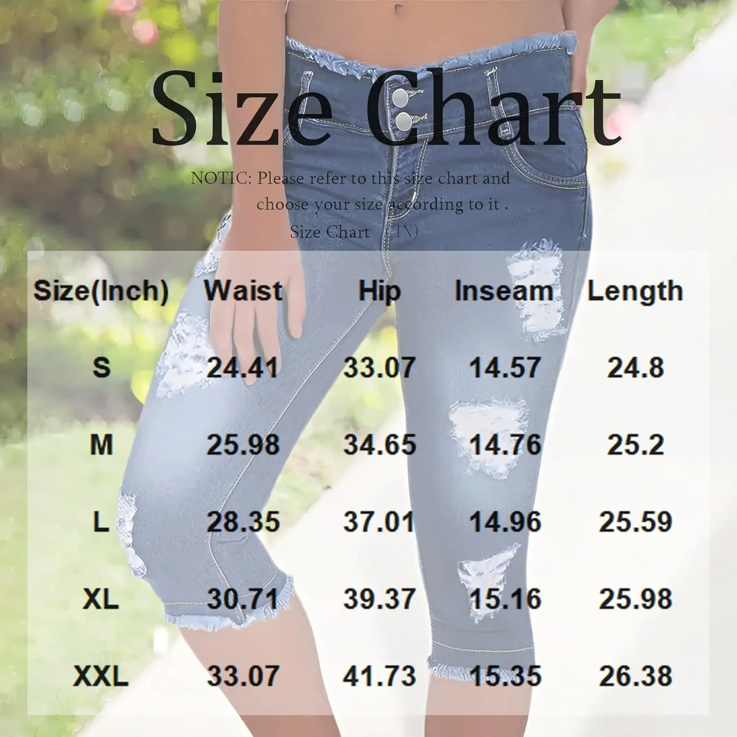 Womens Capris Jeans Low Rise Skinny Ripped Jeans Curvy Slim Fit Butt Lifting Distressed Cropped Denim Pants w/Pockets