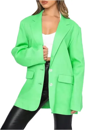 Womens Casual Blazer Jacket Oversized Long Sleeve Open Front Solid Work Office Blazer Casual Elegant Suit Jackets