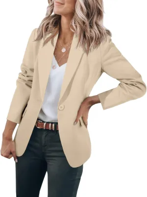 Womens Casual Blazers Business Casual Jackets Long Sleeve Notch Lapel Work Office Blazers Open Front Suit Jacket