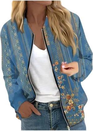 Women's Casual Bomber Jacket Lightweight Windbreaker Jackets Long Sleeve Windproof Spring Fall Jackets with Pockets
