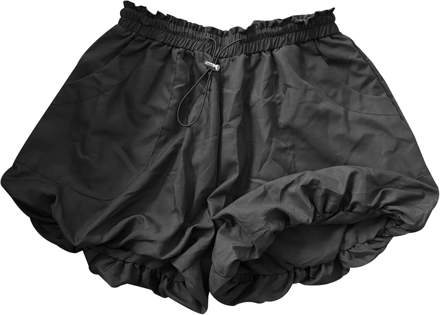 Women's Casual Bubble Shorts Elastic High Waist Workout Puffy Shorts