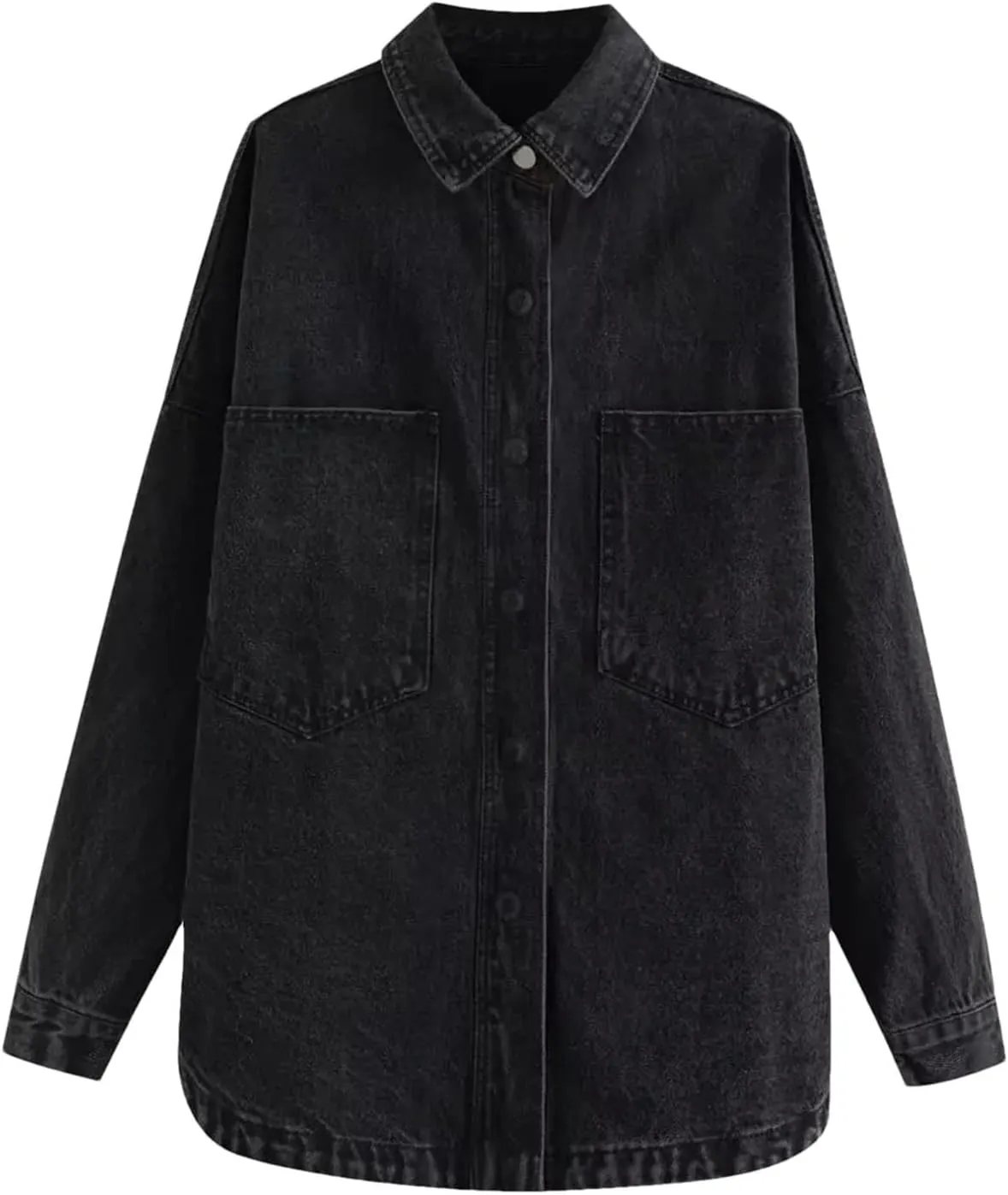 Women's Casual Denim Jacket For Women Vintage Washed Boyfriend Denim Coat Trucker Jackets