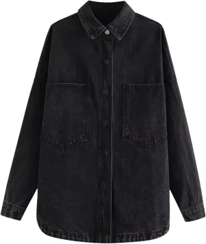 Women's Casual Denim Jacket For Women Vintage Washed Boyfriend Denim Coat Trucker Jackets