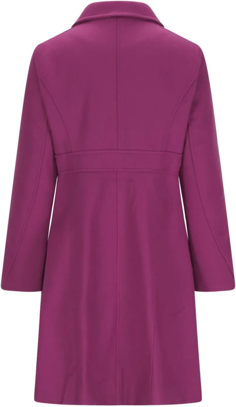 Womens Casual Elegant Peacoat Single Breasted Lapel Wool Blend Coat Long Sleeve Mid Length Overcoat With Pockets