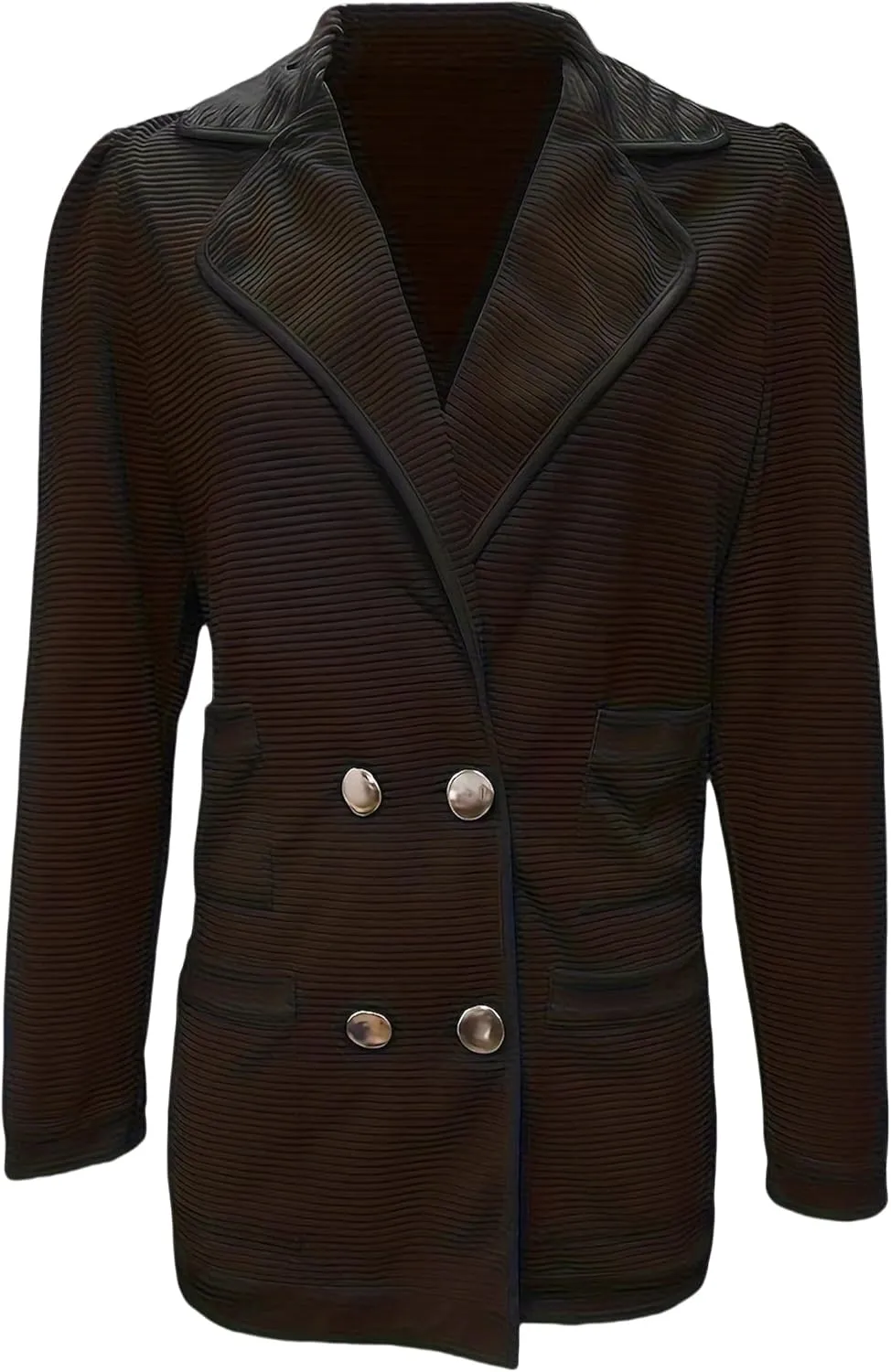 Womens Casual Long Sleeve Blazers Business Casual Jacket Textured Button Coat Lightweight Cardigans with Pockets