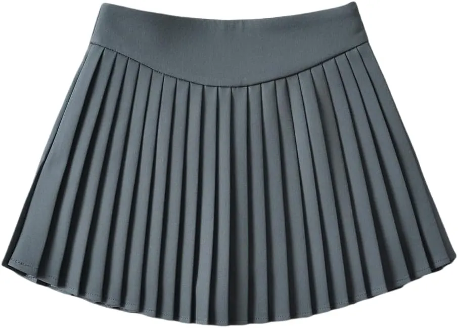 Womens' Casual Pleated Pleated Skort Flared Skirt with Lining Shorts