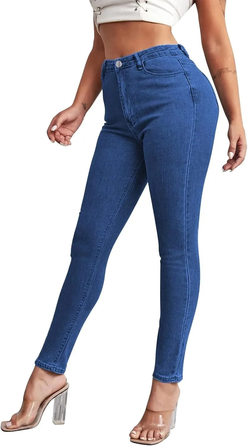 Womens Classic High Waisted Skinny Stretch Butt Lifting Jeans Slim Fit Denim Pants
