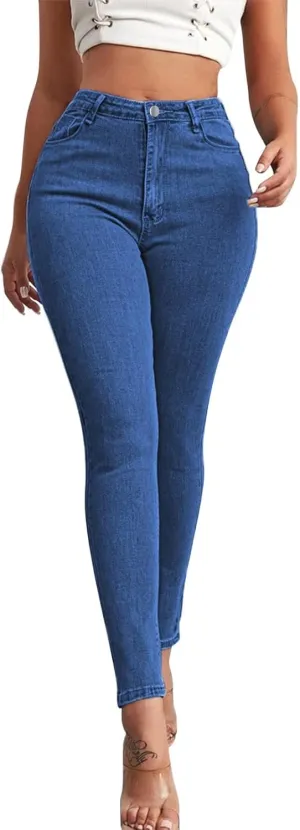 Womens Classic High Waisted Skinny Stretch Butt Lifting Jeans Slim Fit Denim Pants