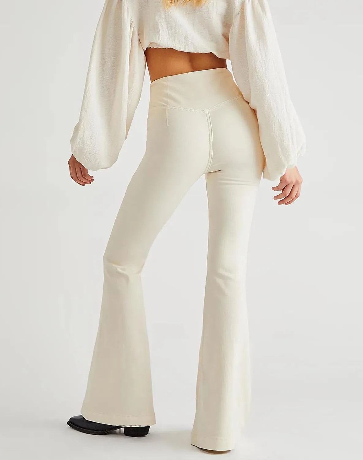 Women's Crossover Flare Jeans High Waisted Stretch Denim Pants