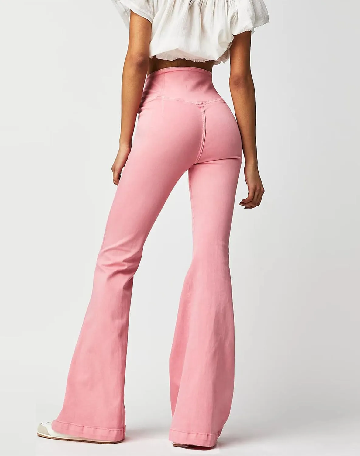 Women's Crossover Flare Jeans High Waisted Stretch Denim Pants