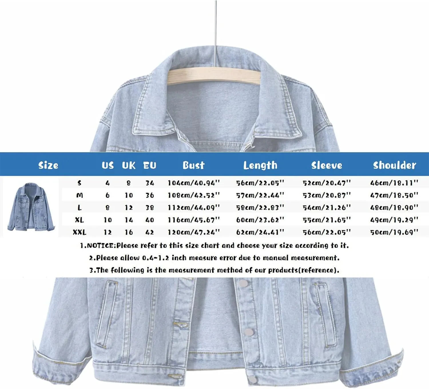 Womens Denim Jacket Relaxed Fit Casual Jean Trucker Jacket Denim Crop Jacket for Women Womens Coat