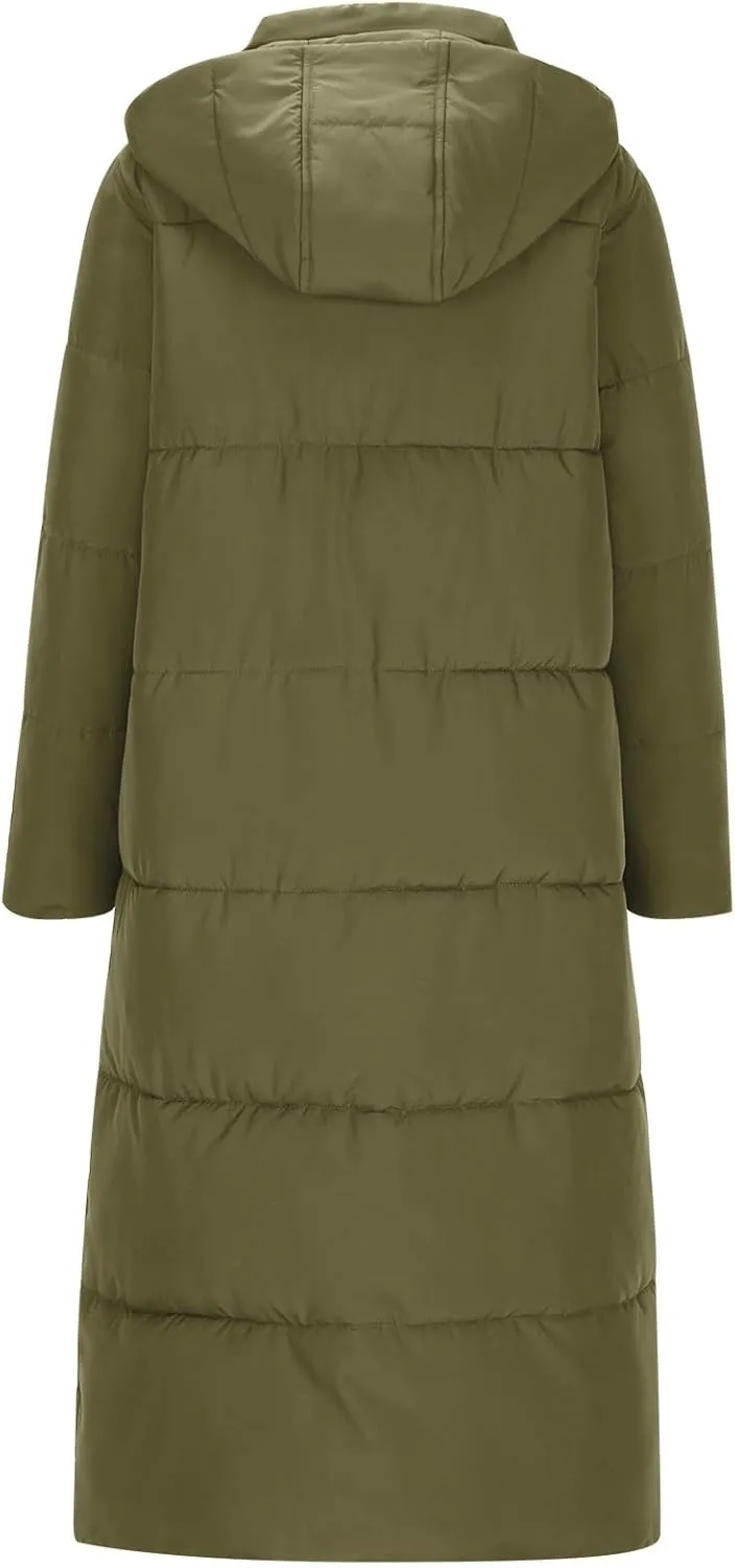 Womens Down Jacket with Hood Plus Size Thickened Winter Quilted Long Down Coats for Women Hooded Puffer Jacket