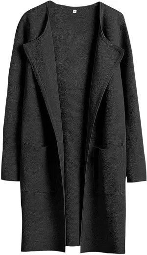 Womens Fall Fashion 2024 Cardigan Jackets Trending Dress Coats Open Front Knit Lapel Blazer Outerwear with Pockets