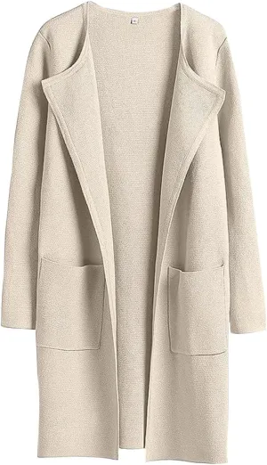 Womens Fall Fashion 2024 Cardigan Jackets Trending Dress Coats Open Front Knit Lapel Blazer Outerwear with Pockets