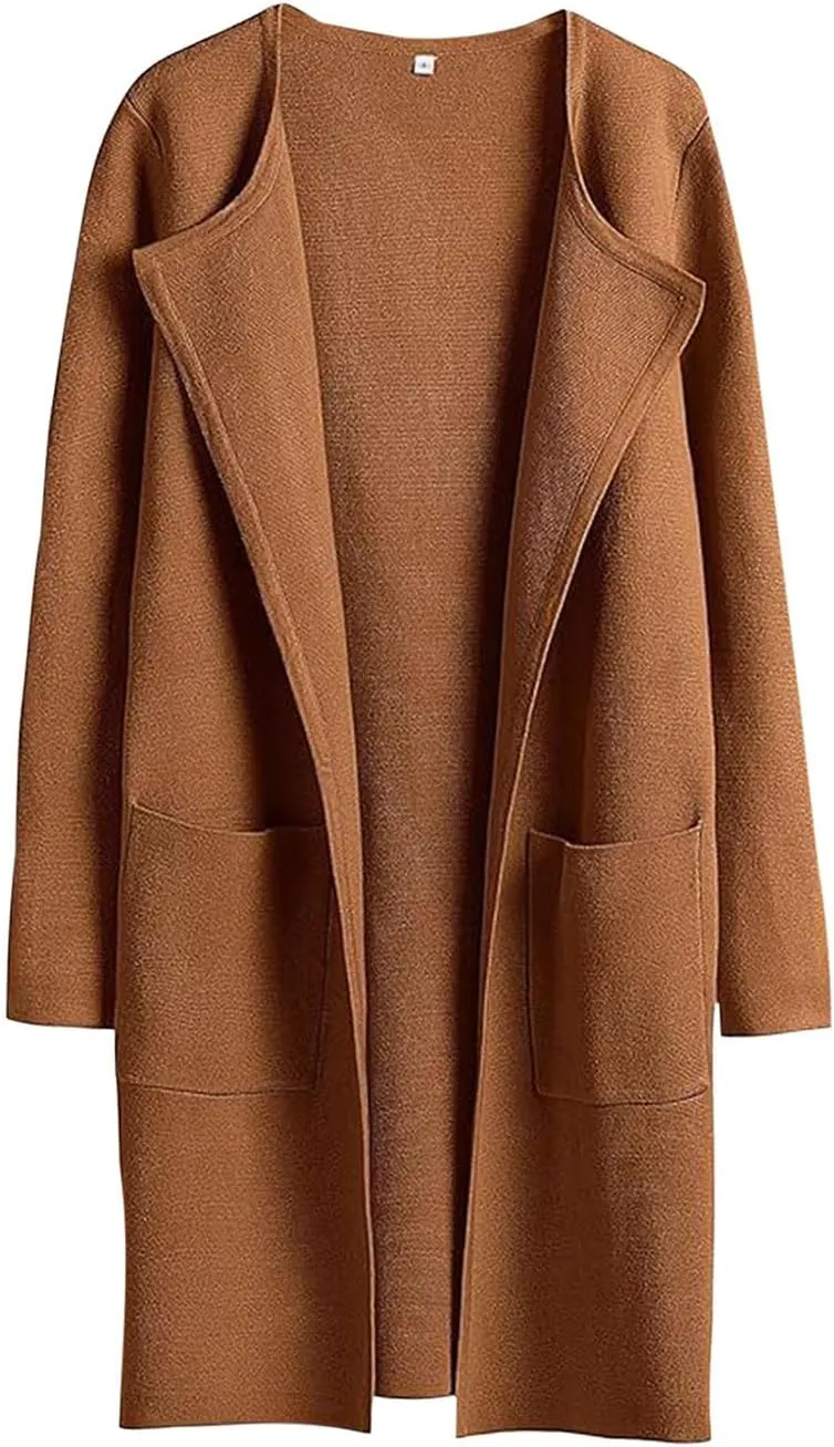 Womens Fall Fashion 2024 Cardigan Jackets Trending Dress Coats Open Front Knit Lapel Blazer Outerwear with Pockets