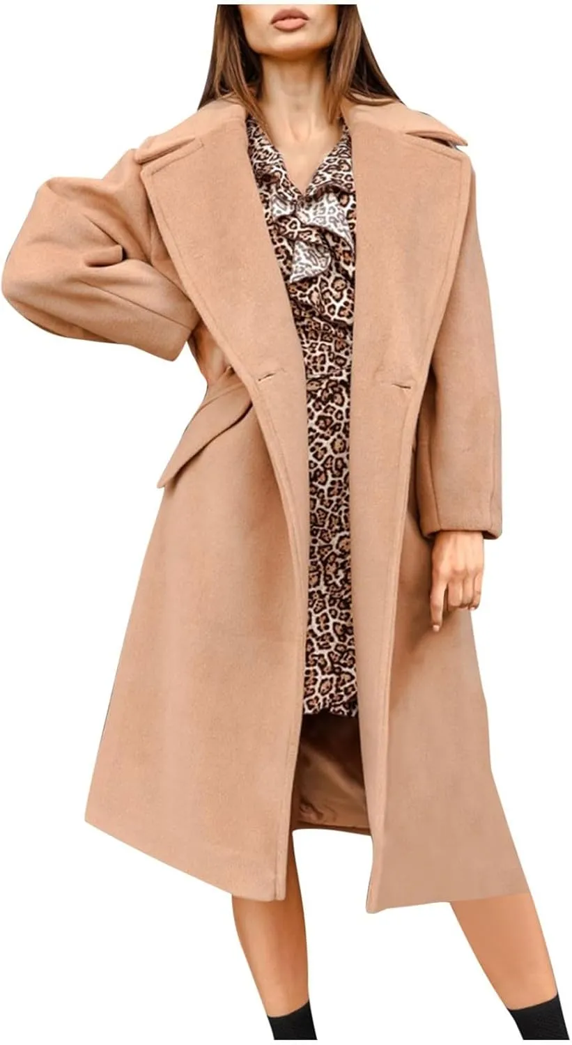 Womens Fall Fashion 2024 Long Cardigans Sweater 2024 Casual Lapel Open Front Knit Warm Jacket Long Blazer Coat