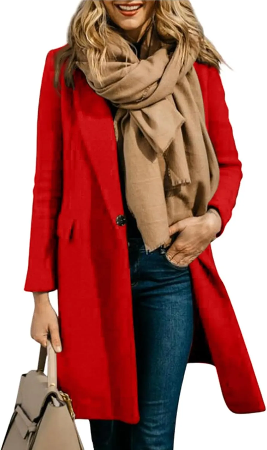 Womens Fall Fashion 2024 Open Front Coatigan Sweater Long Sleeve Casual Knit Lapel Cardigan Coat with Pockets