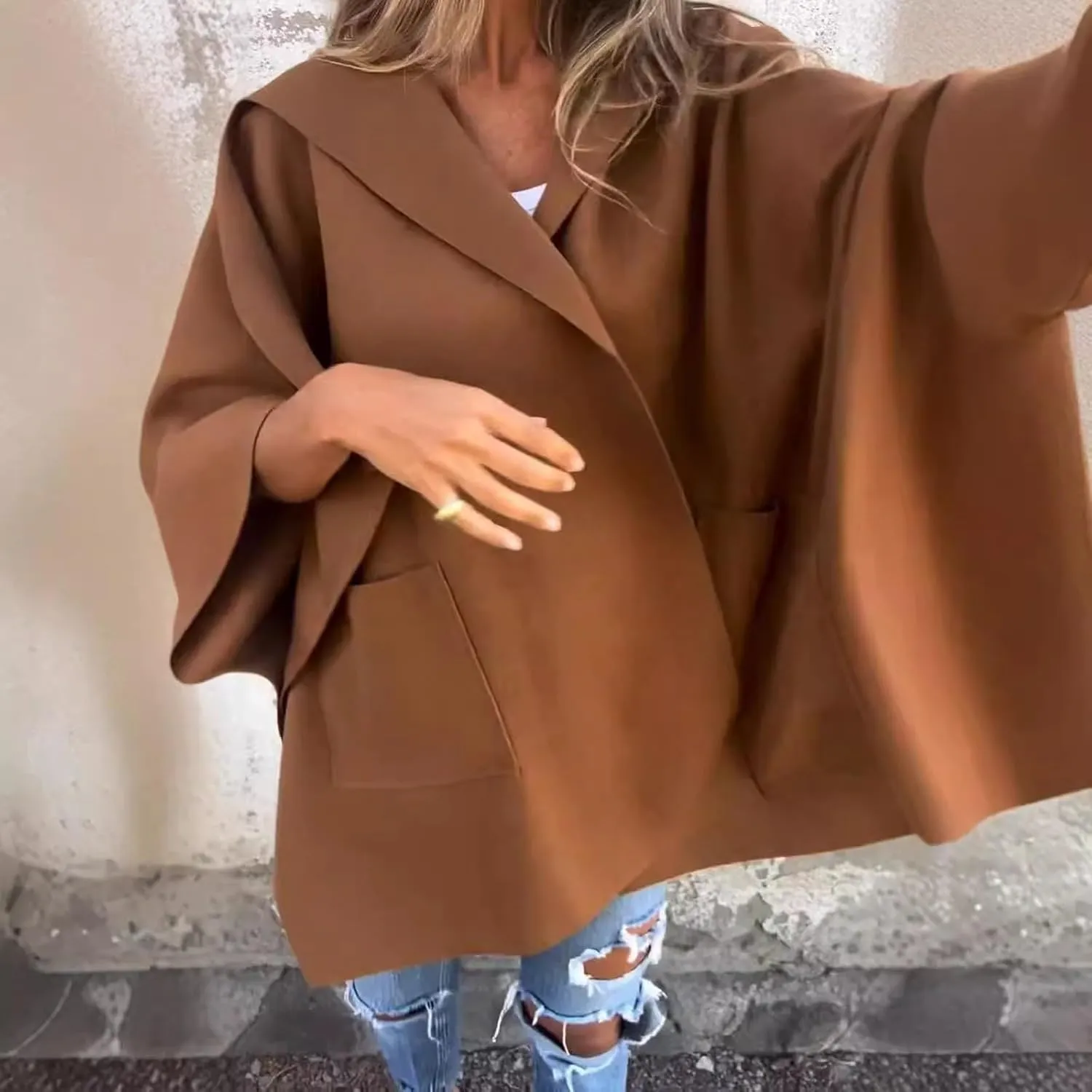 Womens Fall Fashion 2024 Oversized Dressy Cardigans Long Lightweight Coat Fall Sweater Jacket Outerwear with Pockets
