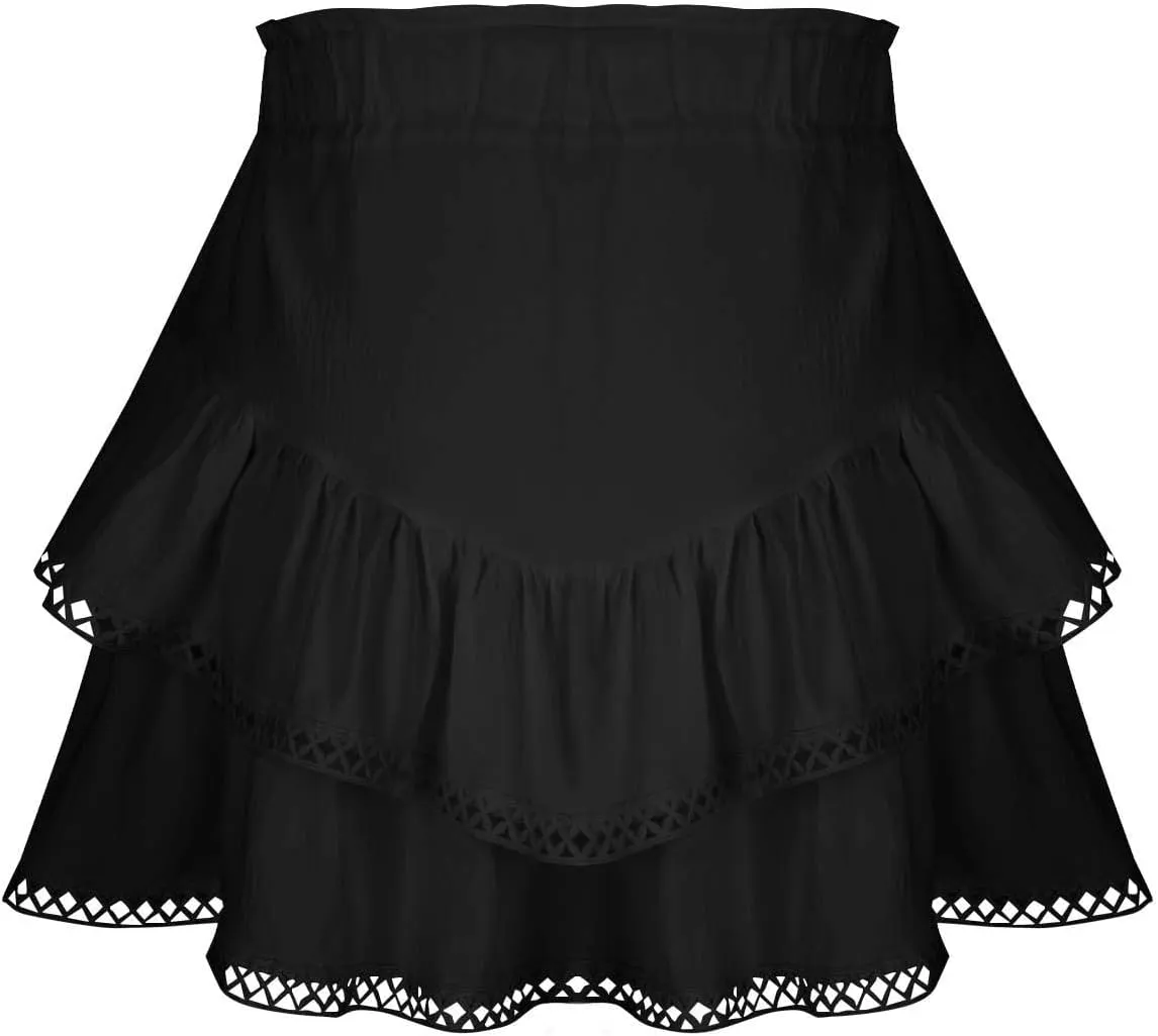 Womens Flowy Skirt Shorts Ruffled Tiered Basic Mini Skort High Waist Comfy Sport Athletic Tennis Skirt with Shorts 2025