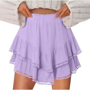 Womens Flowy Skirt Shorts Ruffled Tiered Basic Mini Skort High Waist Comfy Sport Athletic Tennis Skirt with Shorts 2025