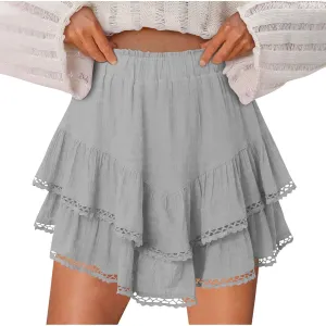 Womens Flowy Skirt Shorts Ruffled Tiered Basic Mini Skort High Waist Comfy Sport Athletic Tennis Skirt with Shorts 2025