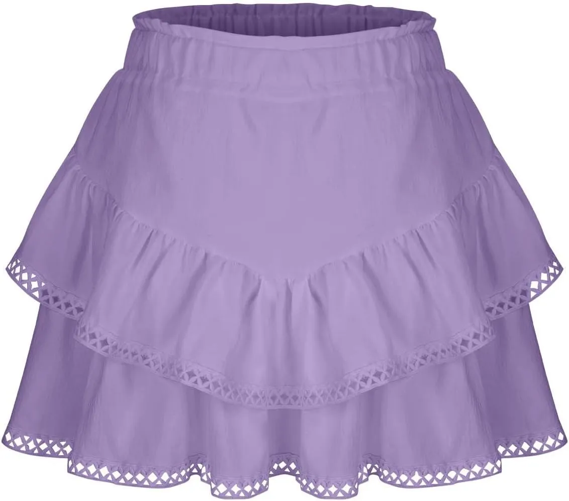 Womens Flowy Skirt Shorts Ruffled Tiered Basic Mini Skort High Waist Comfy Sport Athletic Tennis Skirt with Shorts 2025