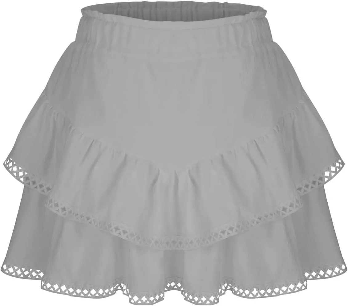 Womens Flowy Skirt Shorts Ruffled Tiered Basic Mini Skort High Waist Comfy Sport Athletic Tennis Skirt with Shorts 2025
