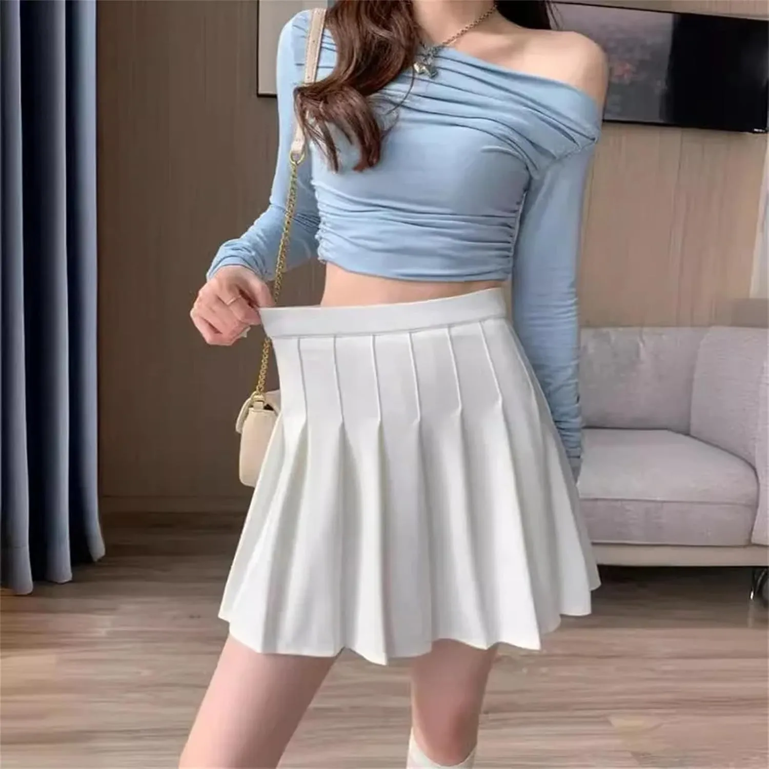 Women's High Waist Mini Skirt Shorts  Sexy Pleated Skirt for Ladies Shorts High Waisted Skorts