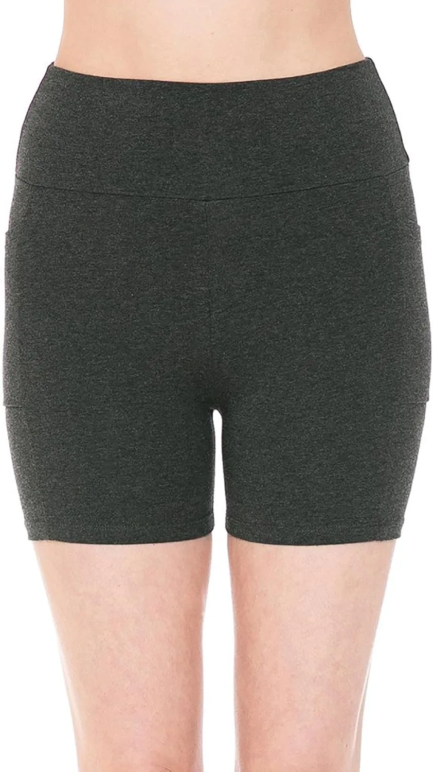 Women's High Waist Side Pockets 3.75" Inseam Bike Shorts